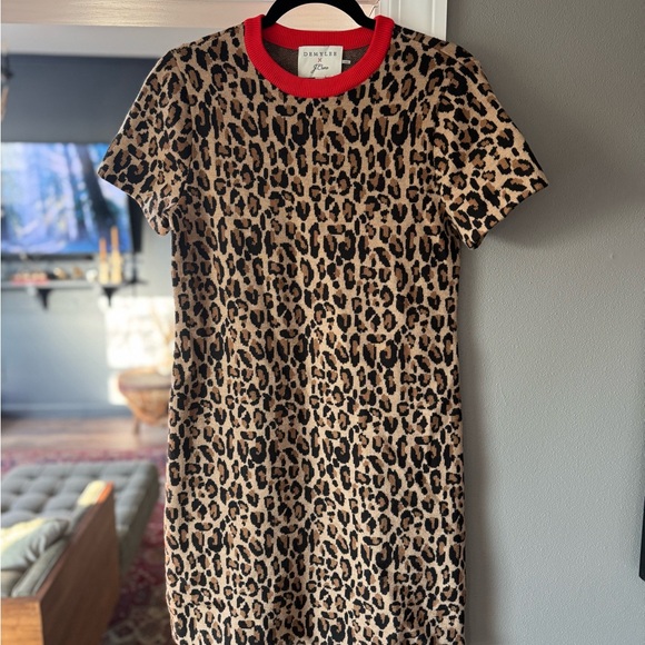 NWT Demylee X J.Crew Leopard Print Short Sleeve Dress - Picture 2 of 5